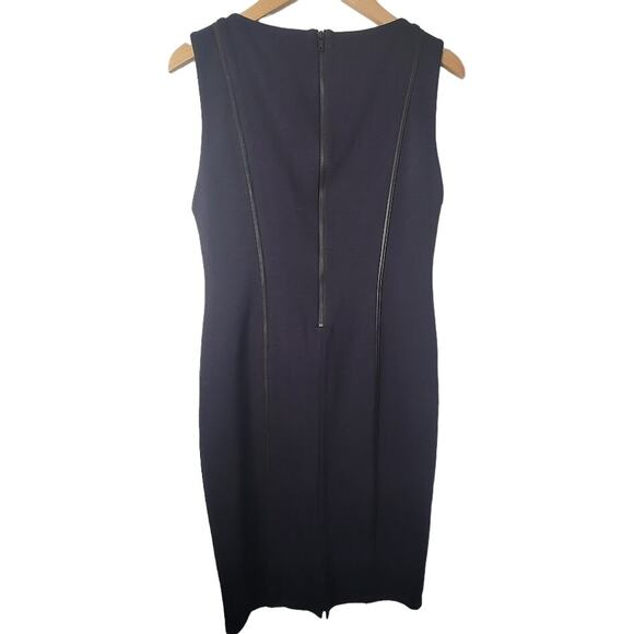 Alice and Olivia- NWT-Employed Navy Leather Piping Sheath Dress- Size Medium - Picture 6 of 11
